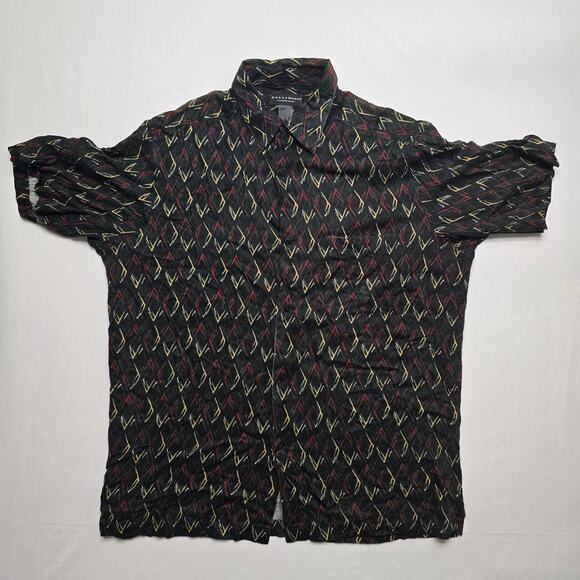 Crazy Horse Button Up Mens Large Hawaiian Geometric Short Sleeve Shirt - Picture 1 of 11